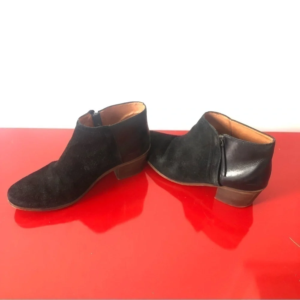 Madewell Cait Leather Suede Side Zip Ankle Bootie